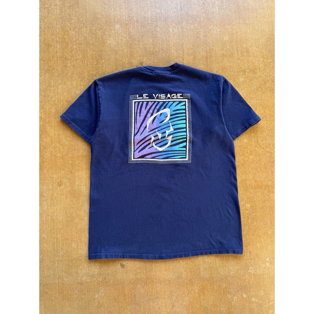 VTG 90s Le Visage Surf Skater Brand Abstract Art T-Shirt Vaporwave L Hanes Beefy
